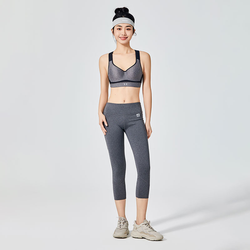 Grey Black Color Sports Bra na may Bra Extender