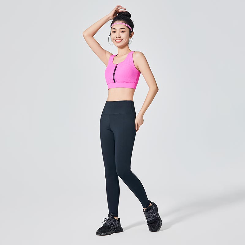 Pink Sports Bra na may Fly Zipper