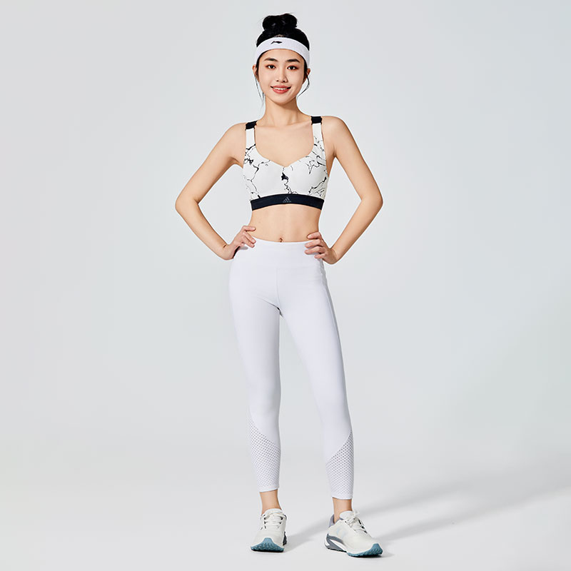 Women Pure White Sports Leggings na may Mesh